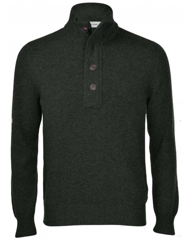 Gran Sasso Mens Quarter Zip Button Jumper Forest Green