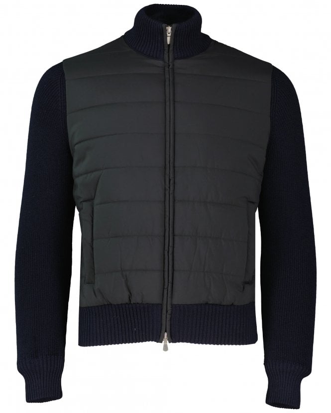 Gran Sasso Mens Regular Italian Fit Full-Zip Shell Jacket - Navy