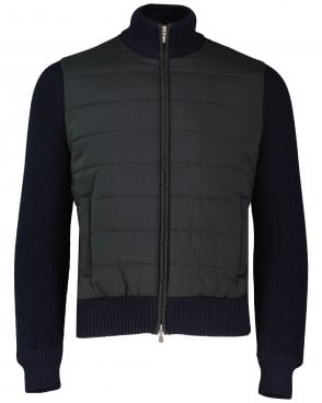 Mens Regular Italian Fit Full-Zip Shell Jacket - Navy