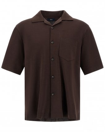 Mens Chest-Pocket Short-Sleeve Shirt - Dark Brown