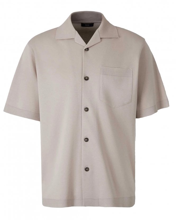 Herno Mens Chest-Pocket Short-Sleeve Shirt - Perla Gray (Beige)