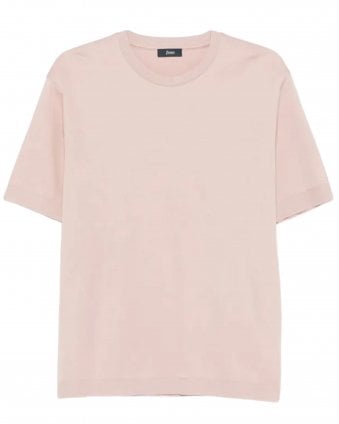 Mens Jersey Knit-Effect T-Shirt - Pink