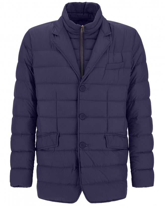 Herno Mens La Giacca Slim Fit Down Blazer Style Jacket - Blue
