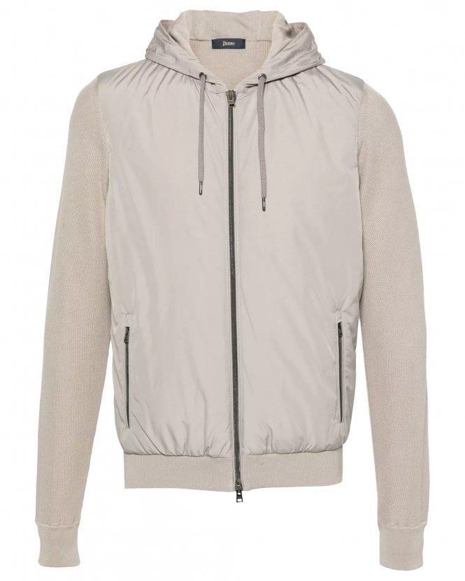 Herno Mens Padded Blouson Hooded Zip Jacket - Grey