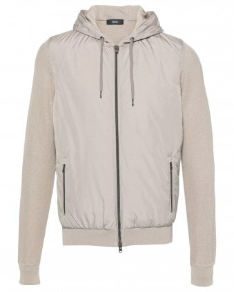 Mens Padded Blouson Hooded Zip Jacket - Grey