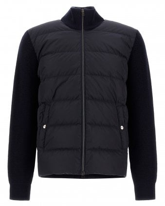 Mens Regular Fit Waffle Knit Hybrid Jacket - Dark Blue