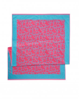 Large Designer Beach Towel Turquoise/Fuchsia
