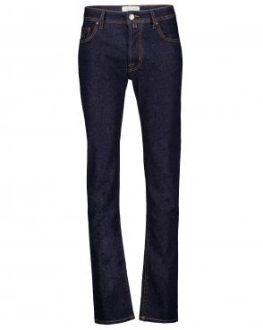 Mens Bard Slim Fit Diamond Patch Jeans - Dark Blue