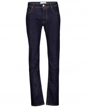 Mens Bard Slim Fit Diamond Patch Jeans - Dark Blue