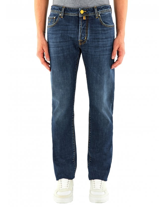 Jacob Cohen Mens Bard Slim Fit Patch Jeans Mid Fade