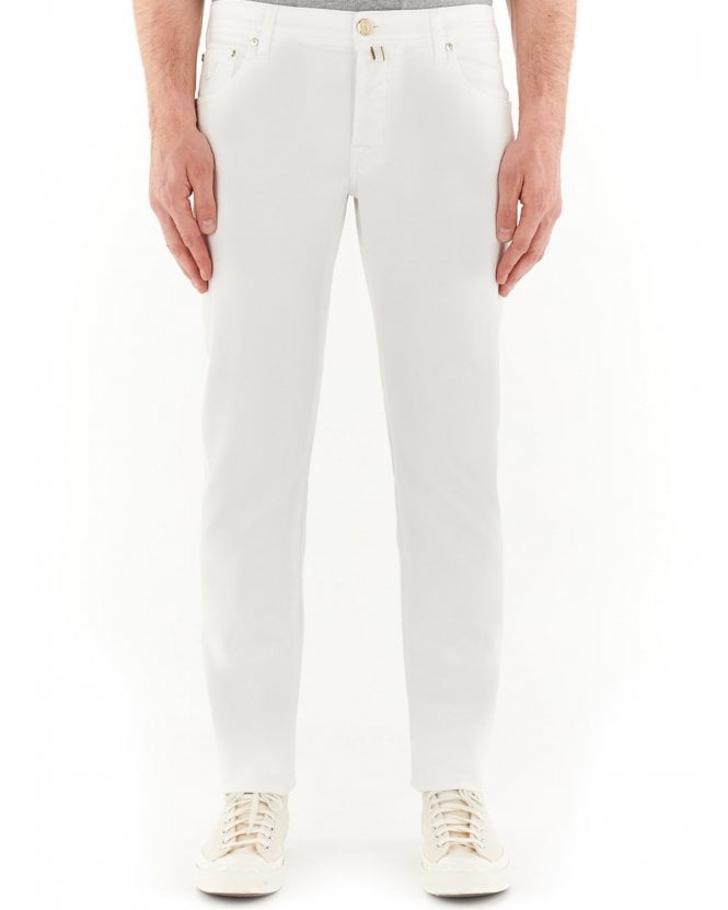 Jacob Cohen Mens Bard Slim Fit Patch Jeans White