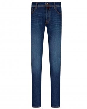 Mens Bard Slim Fit Straight Leg Stretch Jeans - Vintage Blue