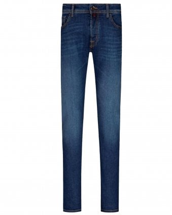 Mens Bard Slim Fit Straight Leg Stretch Jeans - Vintage Blue