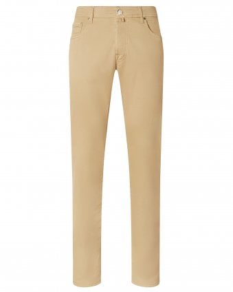 Mens Bard Slim-Fit Stretch Twill Chino Trousers - Beige