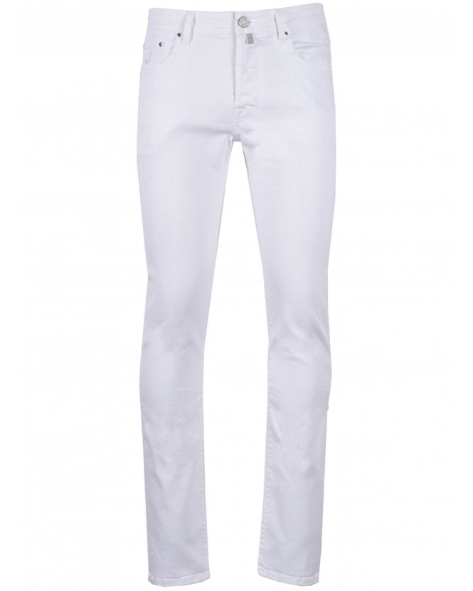 Pantalon Jean Homme Blanc Jacob Cohen - Taille 35 / M - Coupe Straight - Occasion Bon État