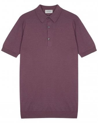 Mens Adrian Sea Island Cotton Knit Polo Shirt - Amaranth (Purple)