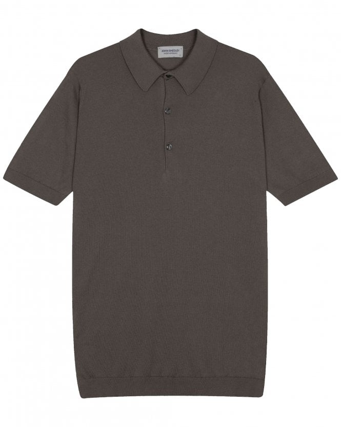 John Smedley Mens Adrian Sea Island Cotton Knit Polo Shirt - Beige Musk