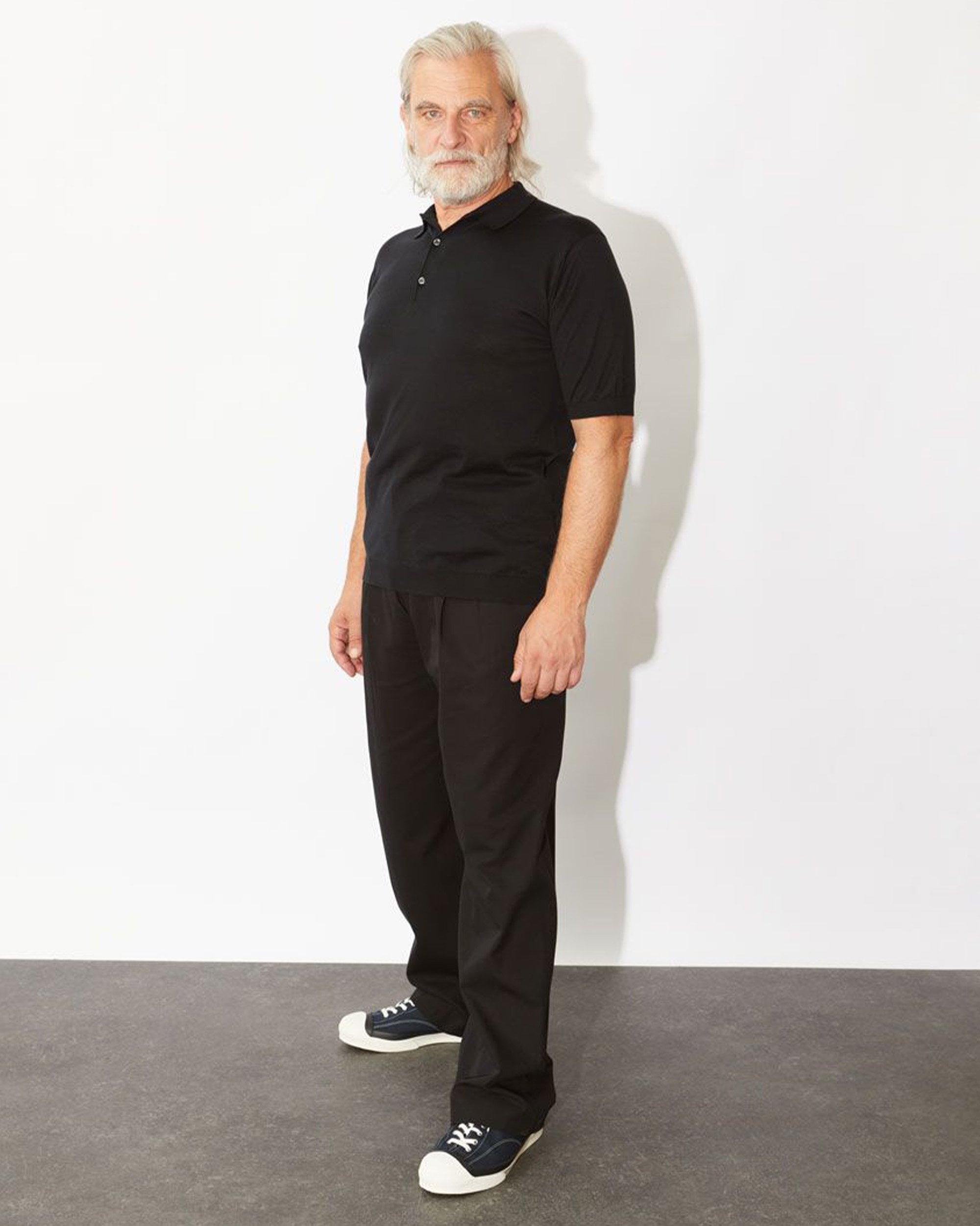 Mens John Smedley Black Adrian Sea Island Cotton Polo Shirt 