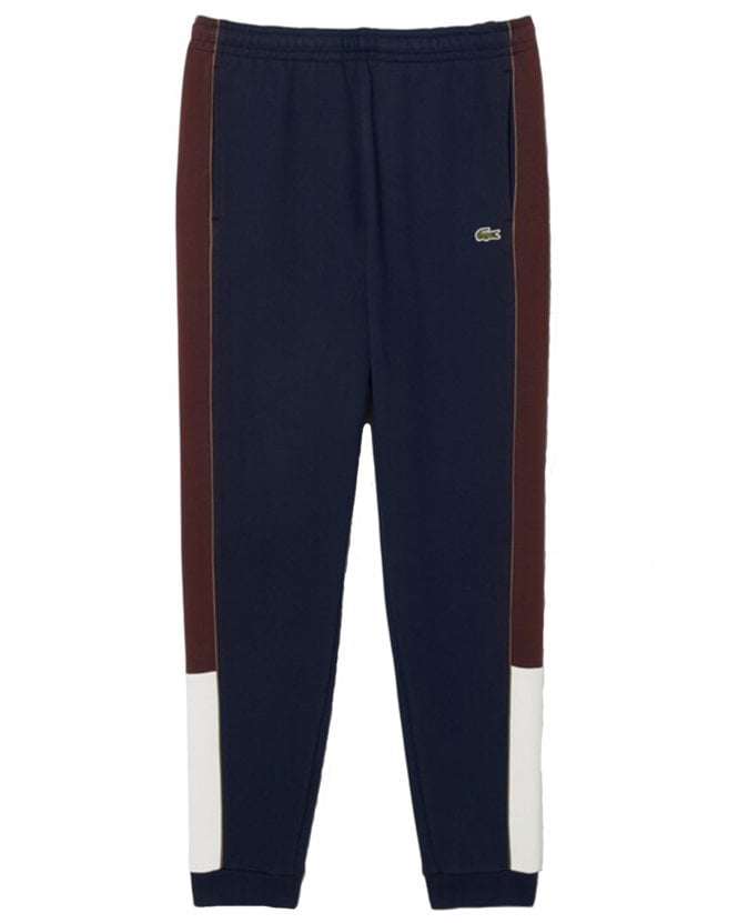 Lacoste Mens Block Colour Trackpants Navy Blue/White/Brown