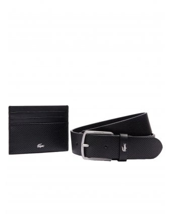 Mens Croc Belt & Wallet Gift Set Black