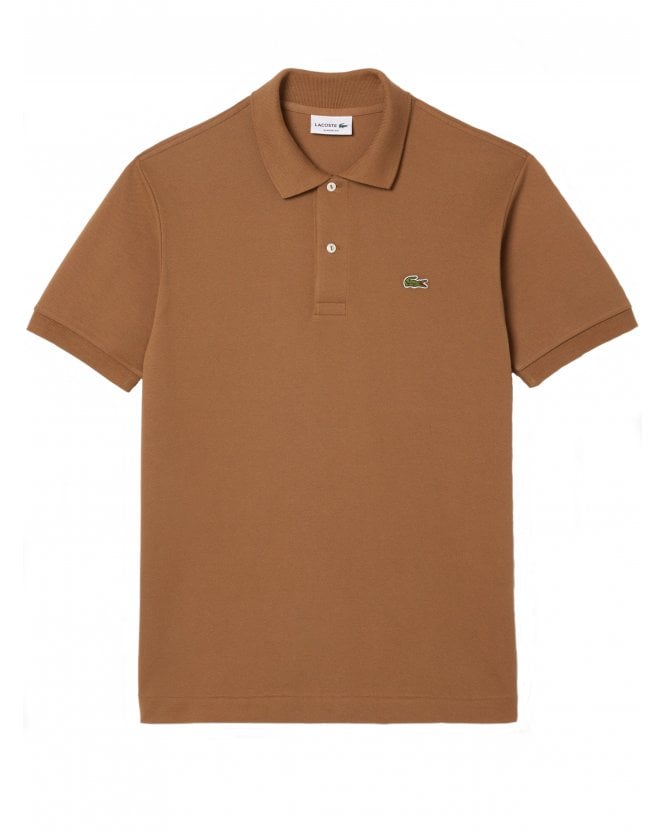Lacoste Mens Croc Logo Pique Polo Shirt Brown
