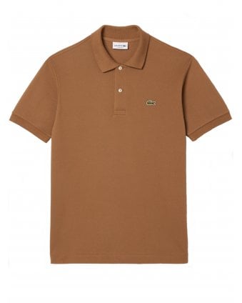 Mens Croc Logo Pique Polo Shirt Brown