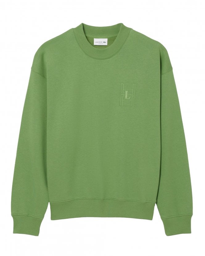 Lacoste Mens Organic Cotton Blend Fleece Embroidered Sweatshirt - Lime Green