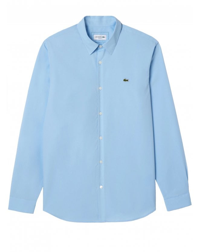 Lacoste Mens Poplin Stretch Shirt Pastel Blue