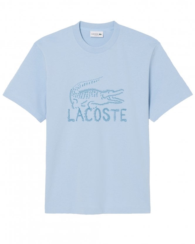 Lacoste Mens Printed Logo Cotton T-Shirt - Light Blue