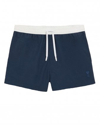Mens Ami Paris Nylon Swimshort Swimsuit - Ink Blue