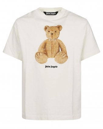 Mens Palm Angels Classic Bear T-Shirt - Off White Brown