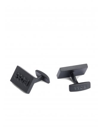 Mens Raised Boss Cufflinks Black