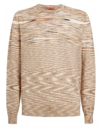 Mens Slub Pullover Sweater Beige