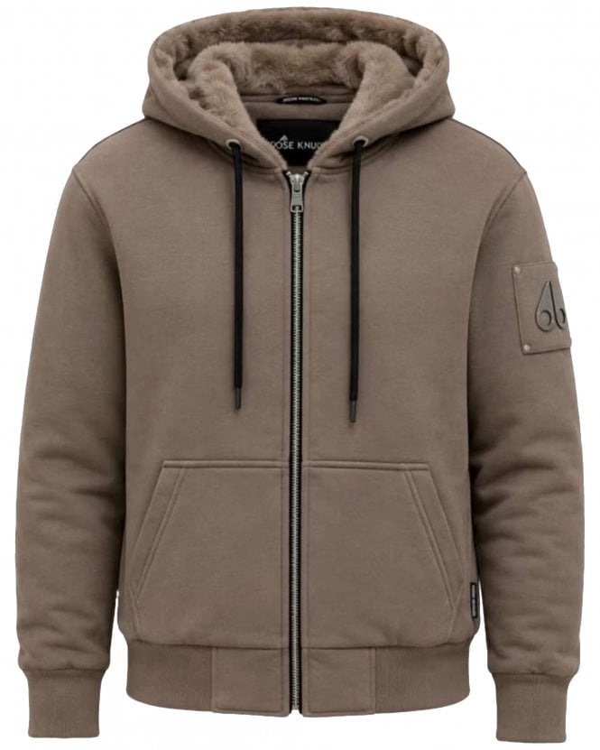 Moose Knuckles Mens Classic Bunny Regular Fit Heavyweight Zip Hoodie - Beige (Ashen)
