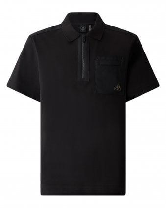 Mens Dalon Slim Fit Zip Polo Shirt - Black