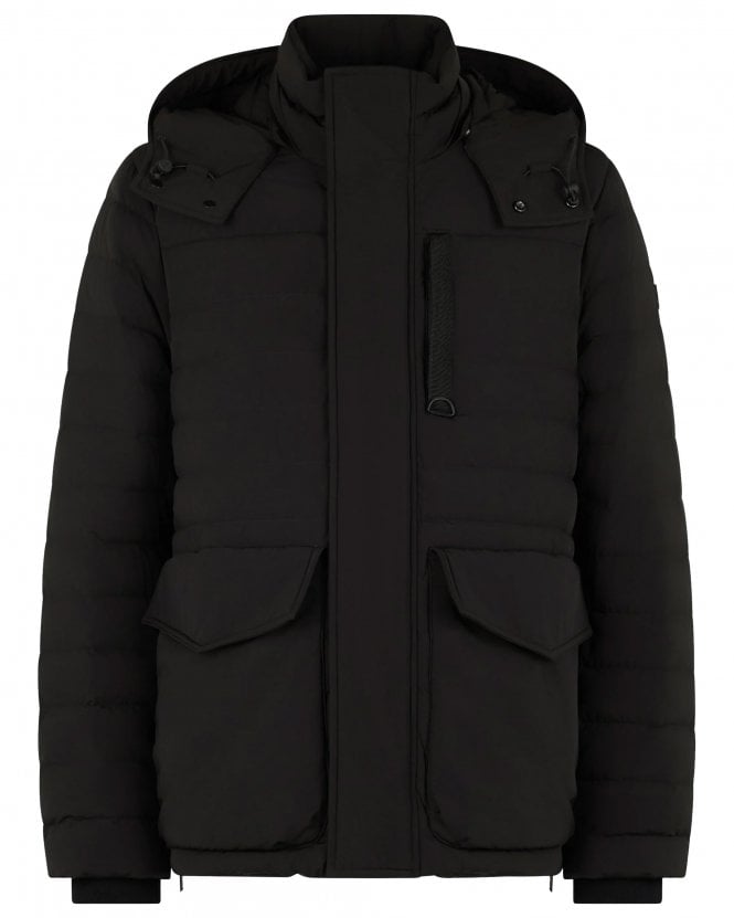 Moose Knuckles Mens Greystone Regular Fit Down Hood Jacket - Black
