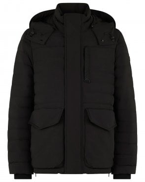 Mens Greystone Regular Fit Down Hood Jacket - Black