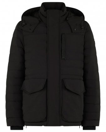 Mens Greystone Regular Fit Down Hood Jacket - Black