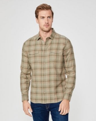 Mens Everett Plaid Flannel Shirt French Haze