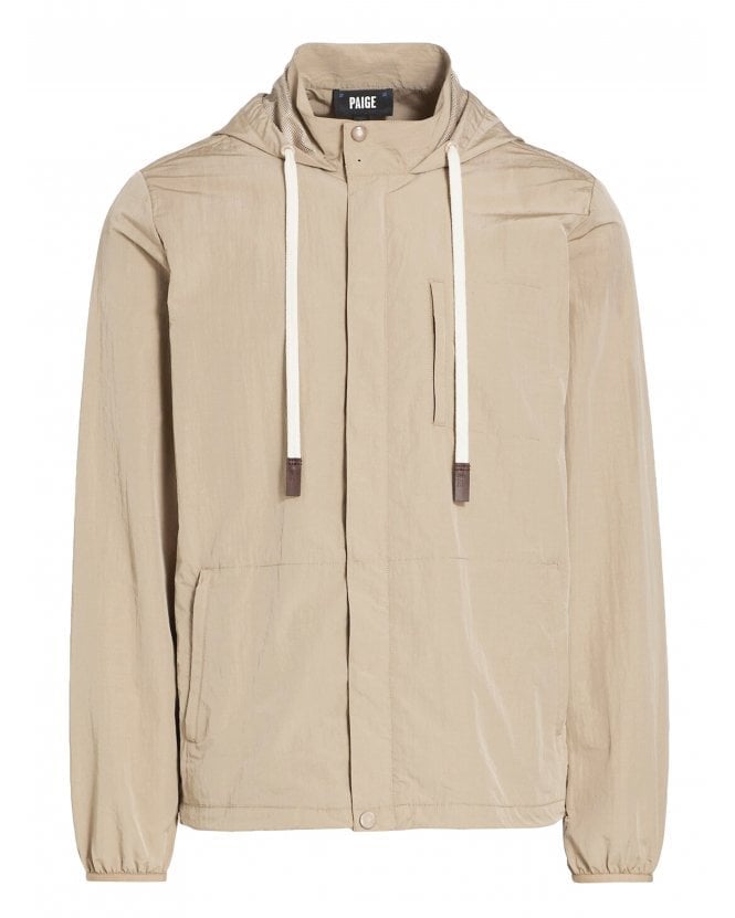 Paige Jeans Mens Lyons Windbreaker Jacket Beige Ash