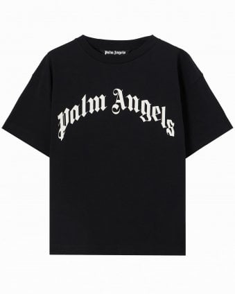 Mens Curved Logo T-Shirt - Black/White