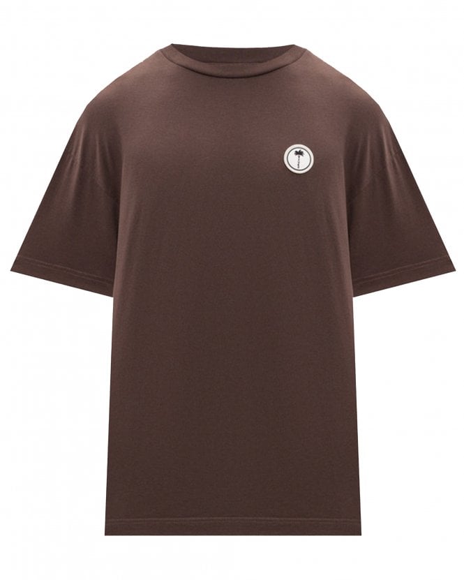 Palm Angels Mens Logo Patch Relaxed Fit T-Shirt - Brown 