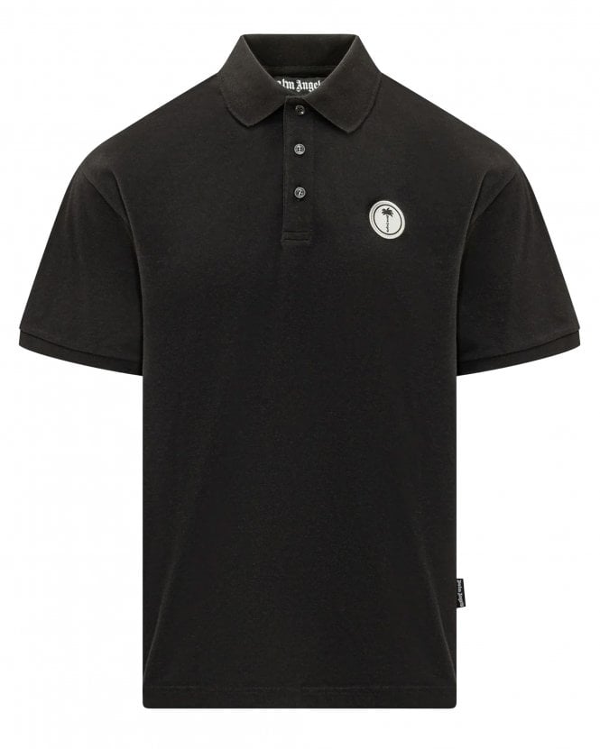 Palm Angels Mens Palm Patch Short Sleeved Polo Shirt - Black