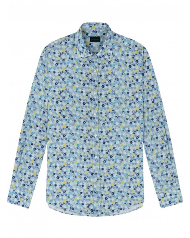 Paul & Shark Mens Floral Print Shirt Multi Blue