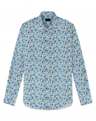 Mens Floral Print Shirt Multi Blue