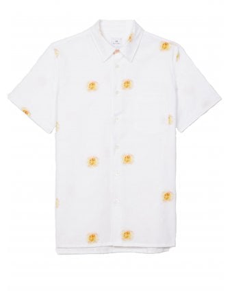 Mens All Over Medussa Sun Print Shirt White