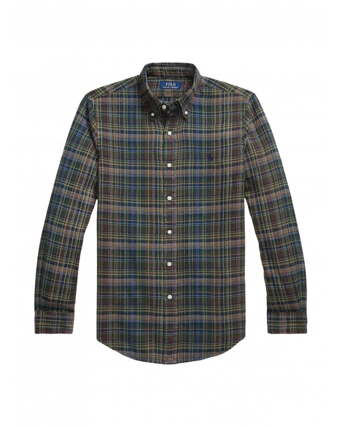 Polo Ralph Lauren Custom Fit Brushed Flannel Shirt Pine Navy Multi