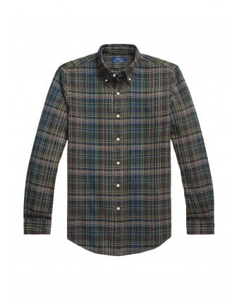 Custom Fit Brushed Flannel Shirt Pine Navy Multi