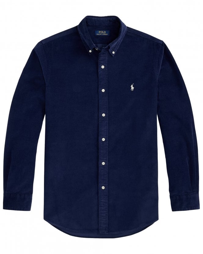 Polo Ralph Lauren Mens Custom Fit Button Down Corduroy Shirt - Newport Navy
