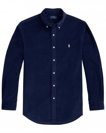 Mens Custom Fit Button Down Corduroy Shirt - Newport Navy